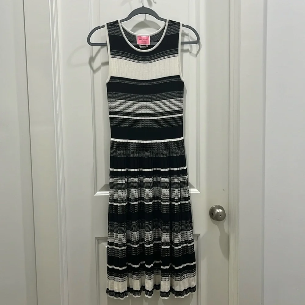 Kate Spade Striped Sleeveless Sweater Dress Black & White Sz S